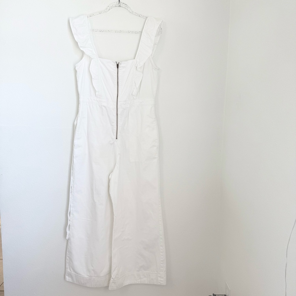 Free People Sun Valley Wide-Leg Jumpsuit w/Ruffles in Ivory White Size 12 - Picture 5 of 16